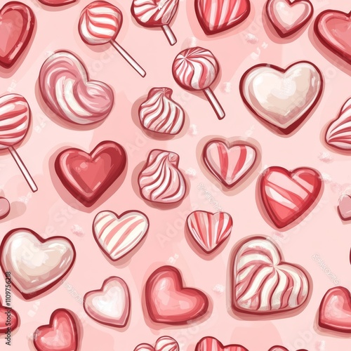 Heart Shaped Candy Seamless Pattern Design