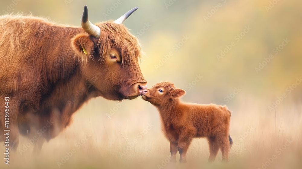 Small Dutch Cow Receives Affection From Larger Companion in a Vibrant Field Setting Small Dutch Cow Receives Affection From Larger Companion in a Vibrant Field Setting