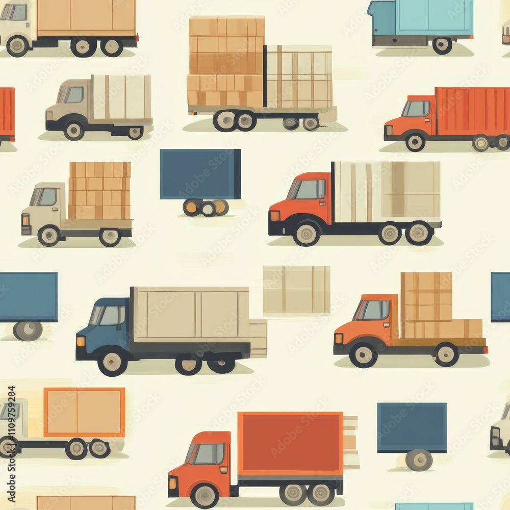 Colorful Seamless Truck Pattern Design Colorful Seamless Truck Pattern Design