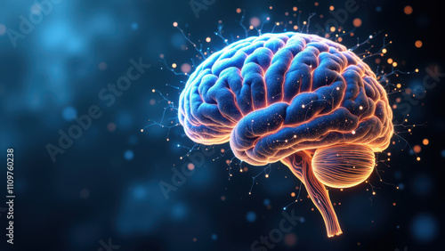 Wallpaper Mural "Illustration of an Artificial General Intelligence brain with blue sparks of energy emanating from it against a dark background." Torontodigital.ca