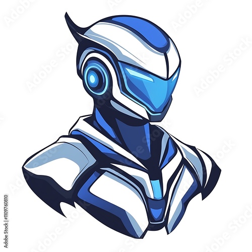 Futuristic robot head, futuristic character, cybernetic design, technology, sci fi,  gaming,  illustration,  vector,  digital art photo