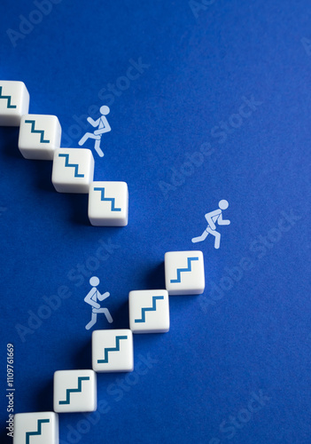 Fotografie People climb the stairs, some fall out of carelessness
