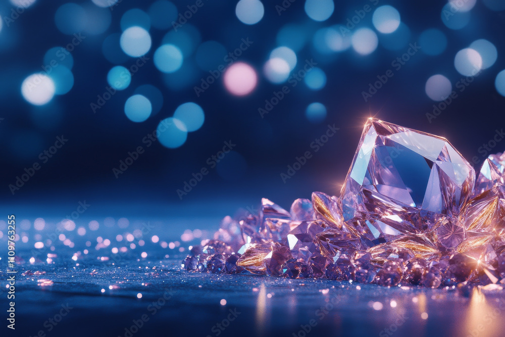 Sparkling diamonds and crystals with bokeh background. Sparkling diamonds and crystals with bokeh background.