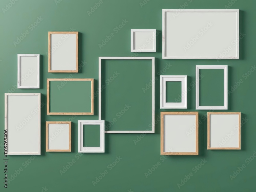A mockup of a photo frame collage moodboard featuring multiple frames of various sizes and orientations with space for inserting images, various sizes, moodboard, mockup A mockup of a photo frame collage moodboard featuring multiple frames of various sizes and orientations with space for inserting images, various sizes, moodboard, mockup