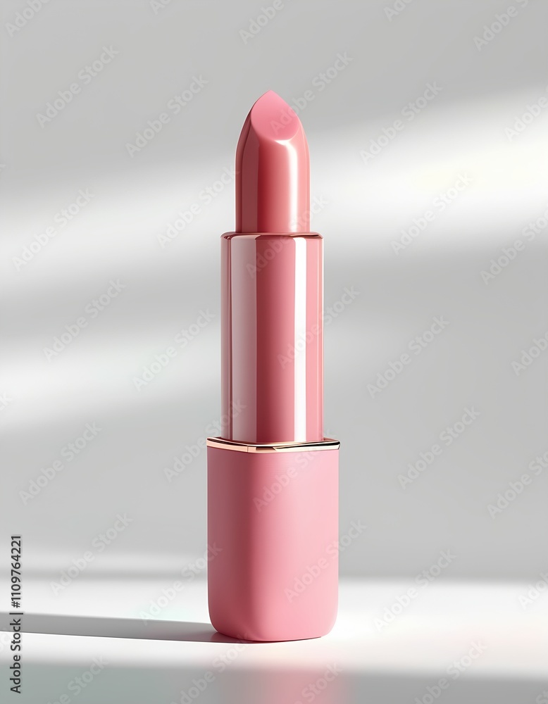 Luxury lipstick case in rose gold hue on marble surface Luxury lipstick case in rose gold hue on marble surface
