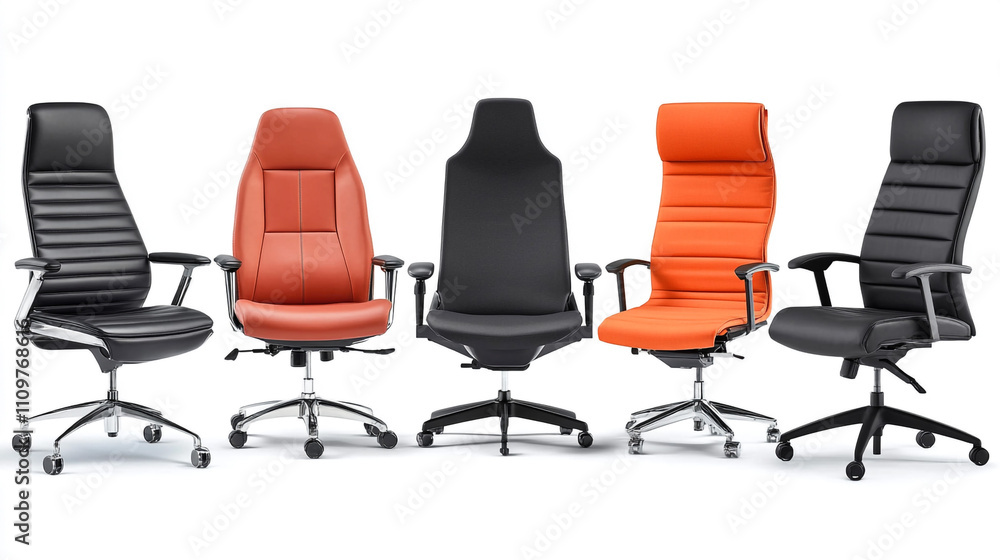 Obraz premium Modern Office Chairs Black Orange Red Leather Executive Seating