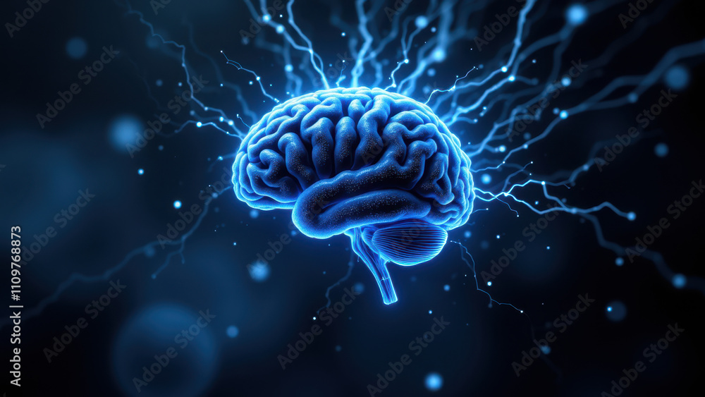 AI neural network with electric sparks, representing artificial general intelligence. AI neural network with electric sparks, representing artificial general intelligence.