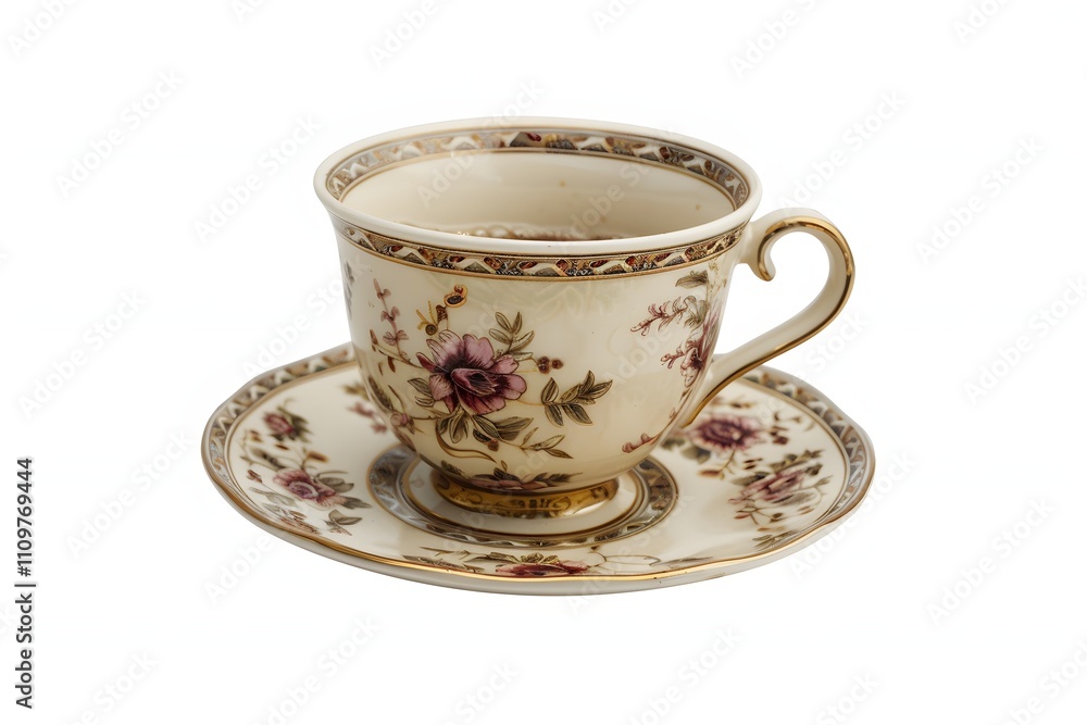 Elegant teacup and saucer set with a floral design. Perfect for an afternoon tea or a special occasion. Elegant teacup and saucer set with a floral design. Perfect for an afternoon tea or a special occasion.