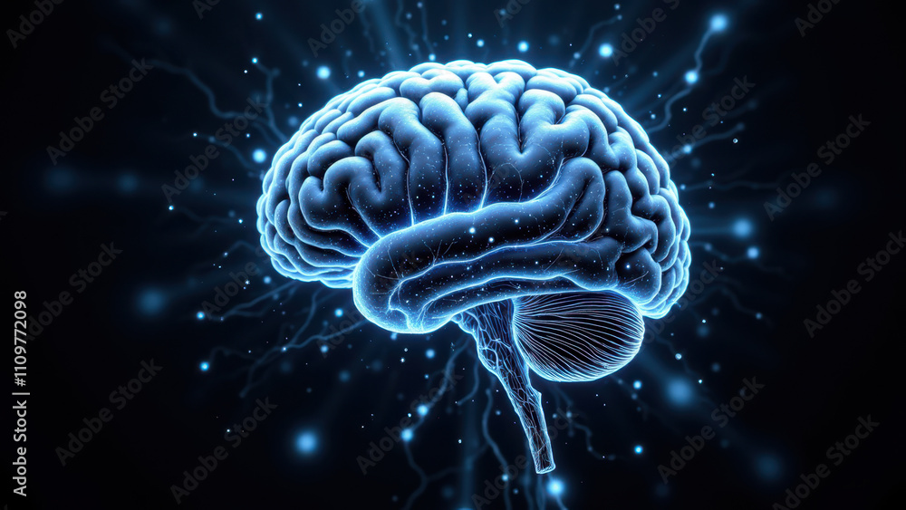 An artistic representation of a human brain with light effects emanating from it, symbolizing artificial general intelligence (AGI). An artistic representation of a human brain with light effects emanating from it, symbolizing artificial general intelligence (AGI).