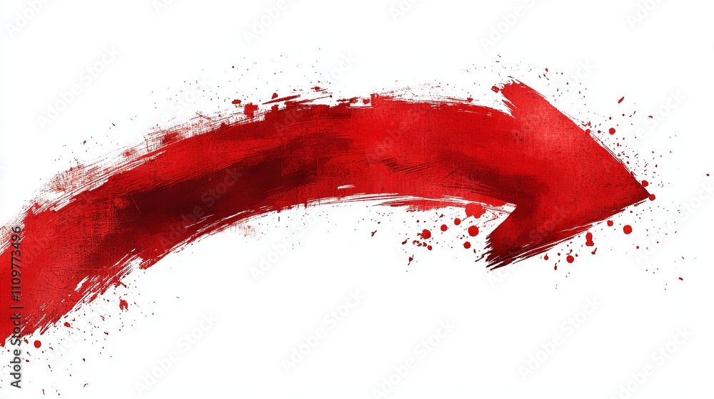 Bright Red Hand-Drawn Arrow Curving Upwards on a White Background - Abstract Design Concept Bright Red Hand-Drawn Arrow Curving Upwards on a White Background - Abstract Design Concept