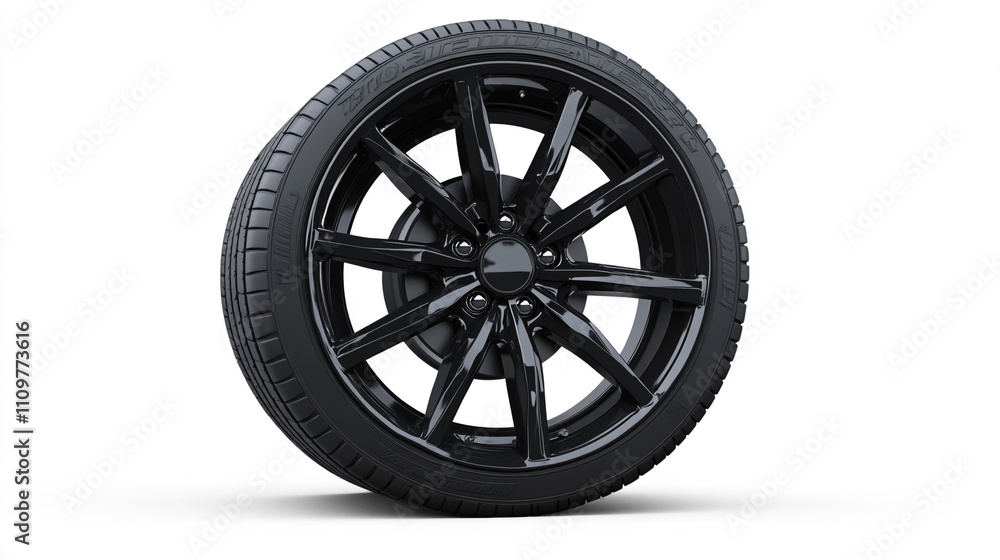 Black Alloy Wheel and Tire Automotive Car Part Transportation Speed Luxury Vehicle Black Alloy Wheel and Tire Automotive Car Part Transportation Speed Luxury Vehicle