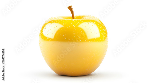 Yellow apple on a white background in a minimalist design photo