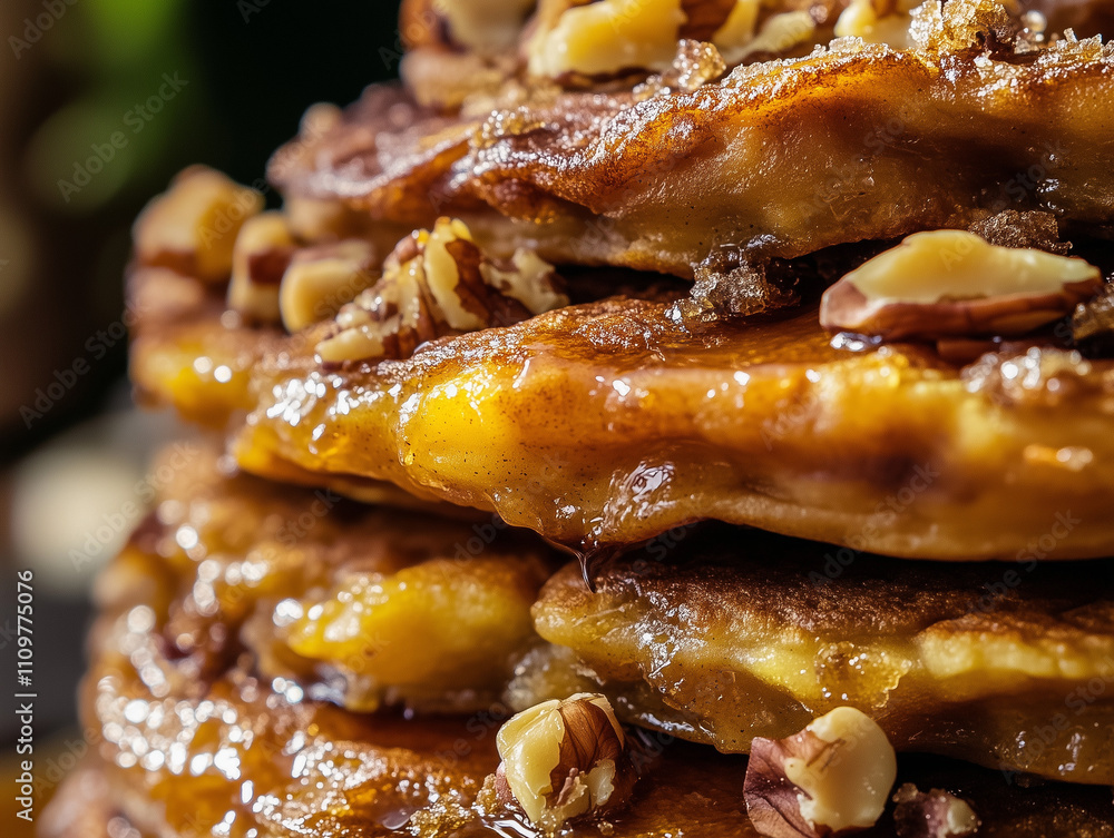Korean hotteok pancakes with brown sugar and nuts filling Korean hotteok pancakes with brown sugar and nuts filling