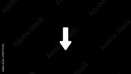 Animated arrow bouncing slide to down, Animated arrow icon pointing down.4k animation with alpha channel 