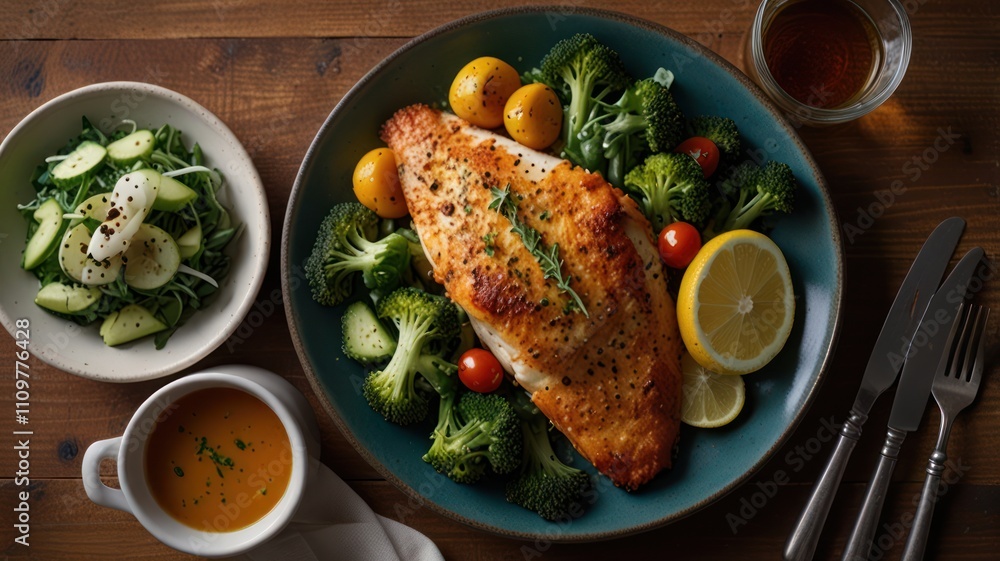 Pan-Seared Fish with Roasted Vegetables Pan-Seared Fish with Roasted Vegetables