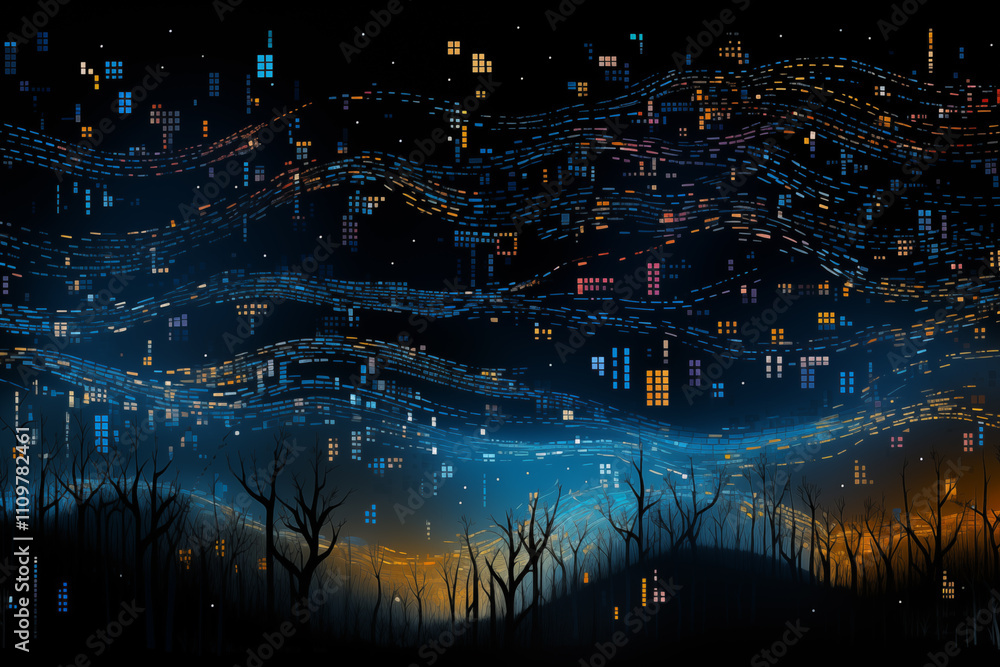 Fototapeta premium Digital Nightscape Symphony
