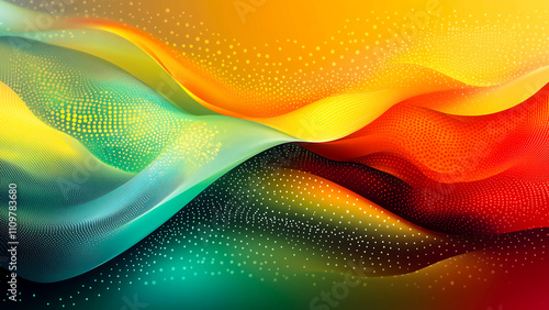 Vibrant abstract vector featuring gradient spheres and flowing ribbons, perfect for professional corporate presentations.