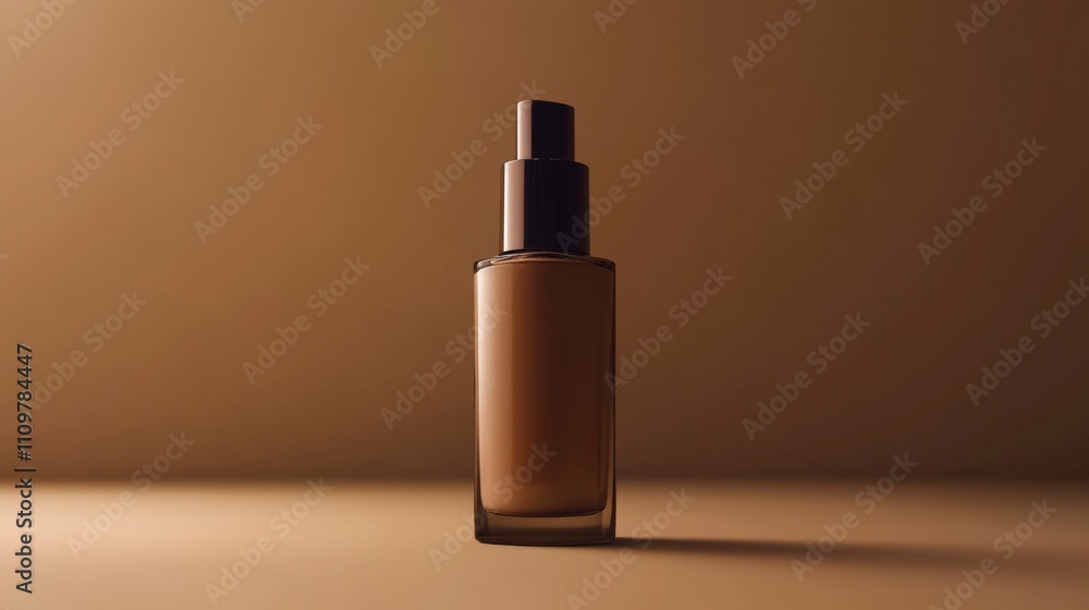 Luxury Foundation Bottle on Brown Background - Minimalist Product Shot Luxury Foundation Bottle on Brown Background - Minimalist Product Shot