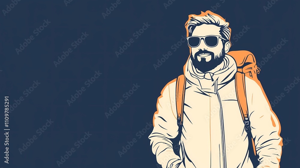 Fototapeta premium Backpackers exploring nature, perfect for outdoor adventure stock imagery.