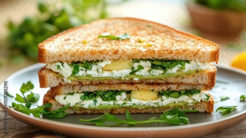 Wallpaper Mural A fresh sandwich with greens and cheese on toasted bread. Torontodigital.ca