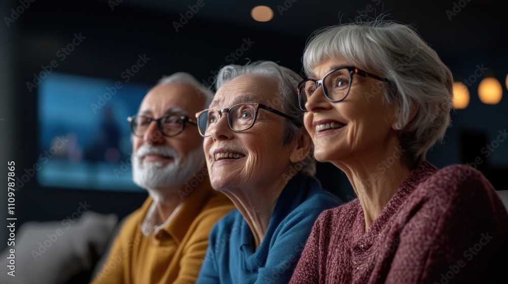 Fototapeta premium Elderly Friends Enjoying Time Together with Smiles
