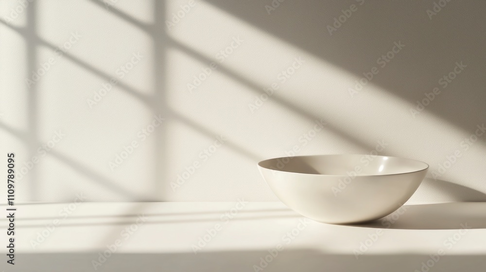 Minimalist white bowl with light and shadow Minimalist white bowl with light and shadow