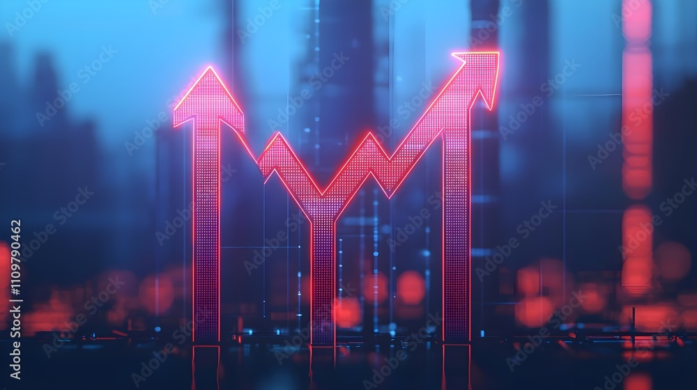 Double Up Arrow Growth Chart, Financial Success, Digital Technology Double Up Arrow Growth Chart, Financial Success, Digital Technology
