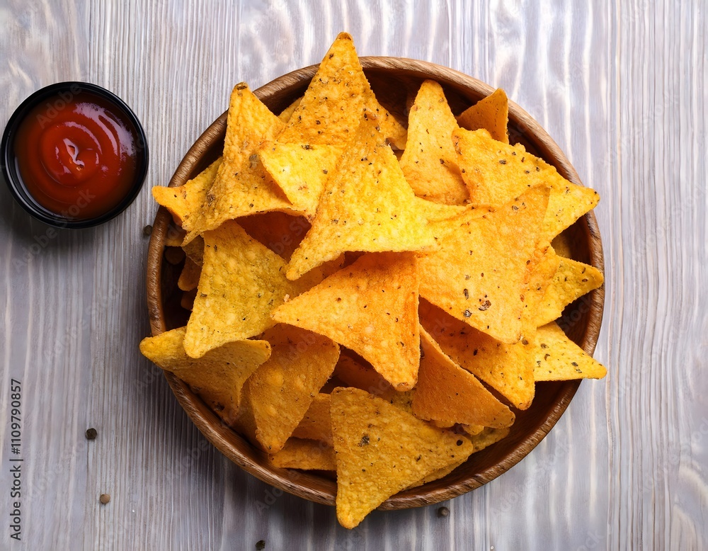Delicious Nachos Chips Close Up Detail Flat Lay Generative AI Delicious Nachos Chips Close Up Detail Flat Lay Generative AI