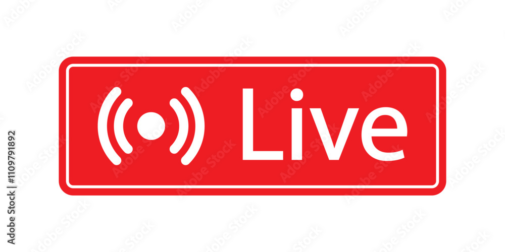 Vector Live Streaming Button. Live Streaming Sign Vector Live Streaming Button. Live Streaming Sign