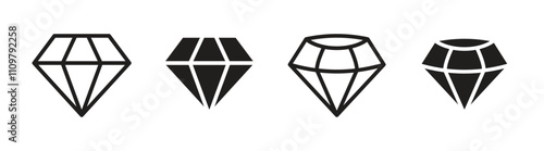 Vector Diamond Icon Set. Diamond Symbols Flat Design
