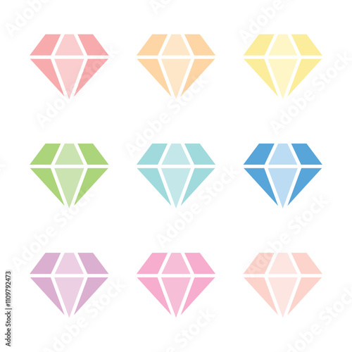 Vector Diamond Icon In Multiple Color