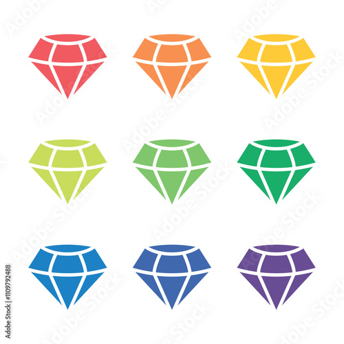 Vector Diamond Icon In Multiple Color