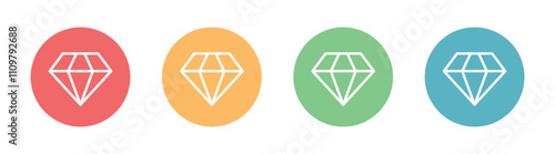 Vector Diamond Icon In Circles