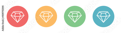 Vector Diamond Icon In Circles