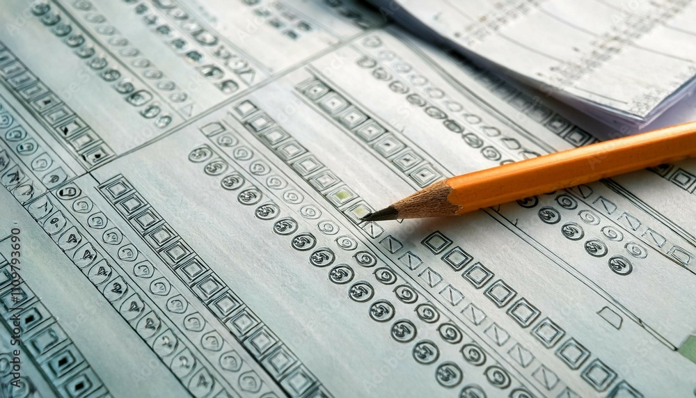 answer sheet with pencil answer sheet with pencil