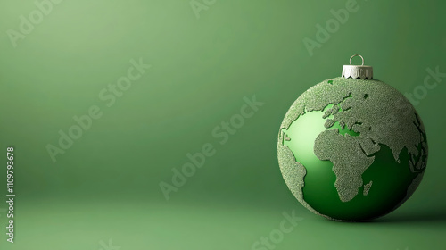 Green Christmas tree ornament representing the Earth, symbolizing ecological awareness and sustainable celebrations for World Environment Day photo