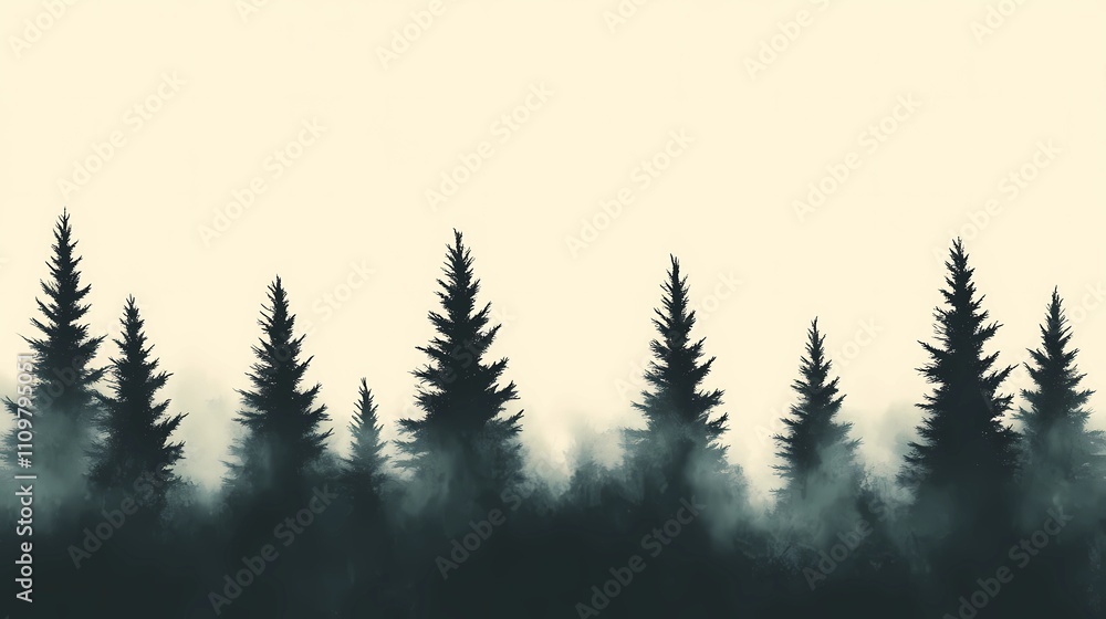 Fototapeta premium Mystical forest artwork blending pyrography textures with digital art techniques for a magical and atmospheric visual experience.