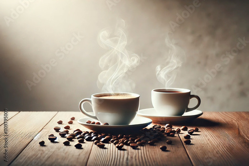 A cup of aromatic coffee in the sun. Coffee concept. Generative AI