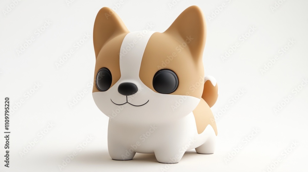 A cute, stylized corgi figure with large eyes and a friendly expression, designed for decoration or as a collectible. A cute, stylized corgi figure with large eyes and a friendly expression, designed for decoration or as a collectible.