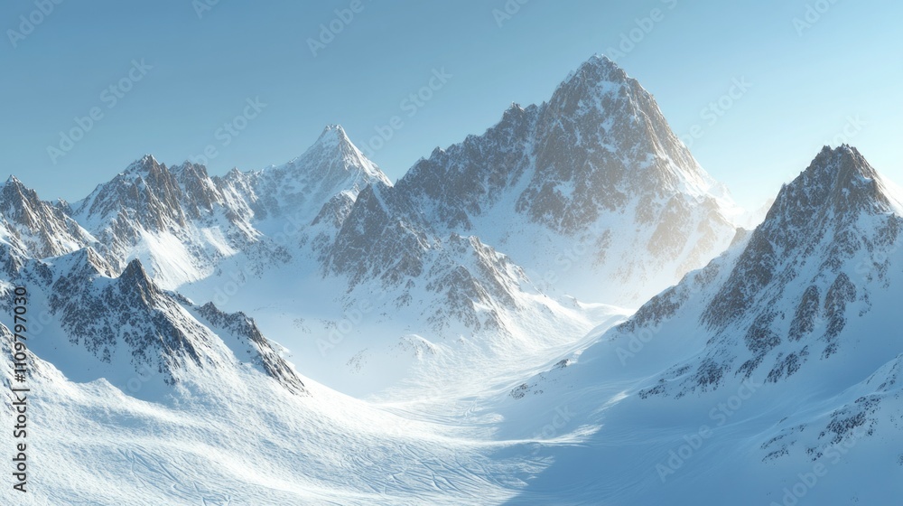 Obraz premium Majestic Mountain Range in Winter