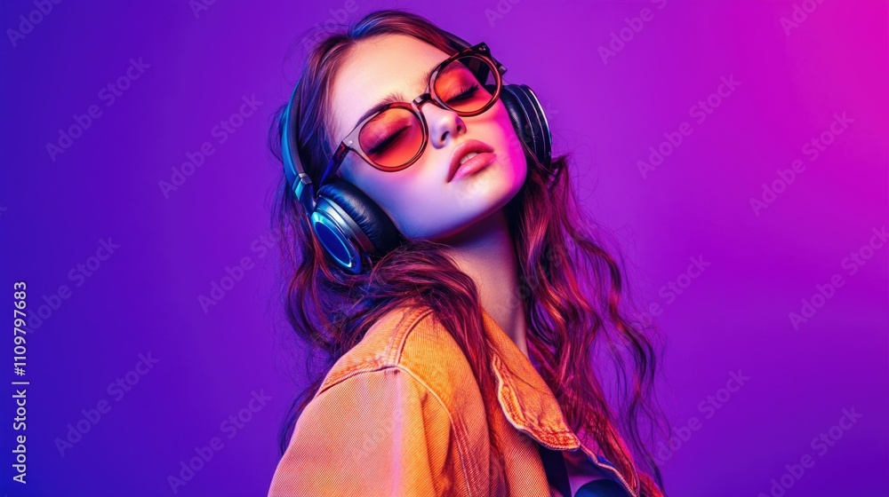Vibrant Female DJ or Musician in Studio Setting Vibrant Female DJ or Musician in Studio Setting