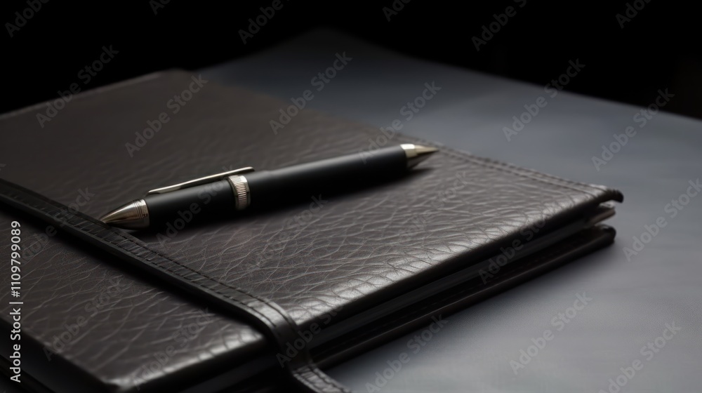 A sleek notebook and pen, ideal for professional note-taking. A sleek notebook and pen, ideal for professional note-taking.