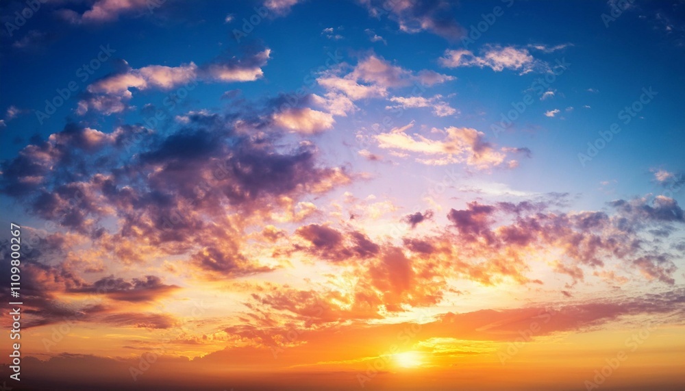 Obraz premium majestic real sunrise sundown sky background with gentle colorful clouds