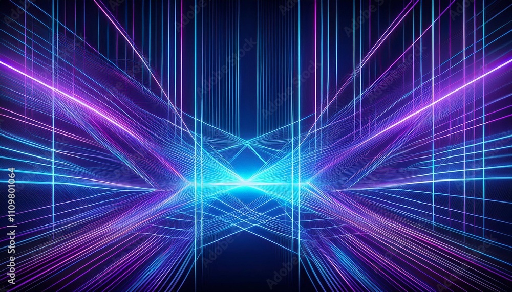 blue and purple laser lines crossing each other creating intricate patterns on a deep black background blue and purple laser lines crossing each other creating intricate patterns on a deep black background