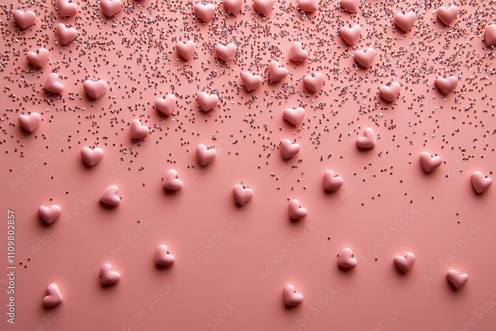 Pink background with a lot of hearts scattered across it Pink background with a lot of hearts scattered across it