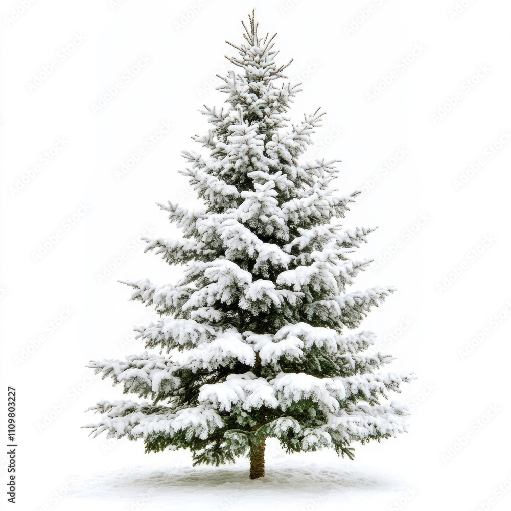 Fototapeta premium Elegant White Winter Tree. Isolated Festive Decoration for the Holiday Season on a Clean Background