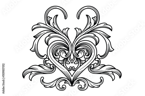 Vector Baroque decorative vintage ornamental. Victorian damask Filigree flourish floral frame and border. 