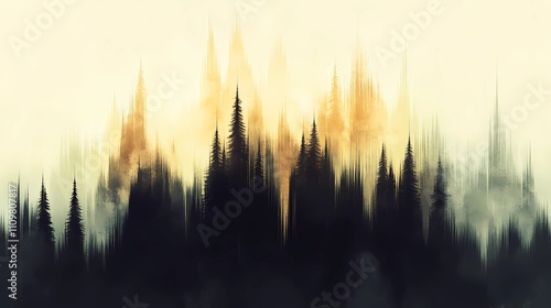 Mystical forest artwork blending pyrography textures with digital art techniques for a magical and atmospheric visual experience.