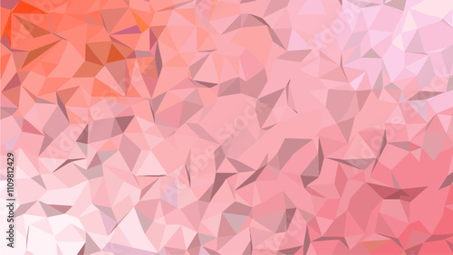 Abstract polygonal pattern in pink, orange, and red tones creating a modern low-poly design. Modern Pink and Orange Polygonal Background