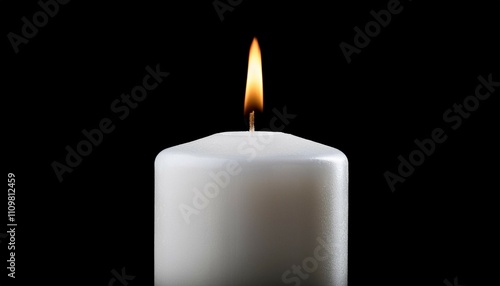 single white candle isolated on transparent background